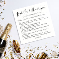 Moderne Simple Noir et Blanc Fun Fun Faits Mariage