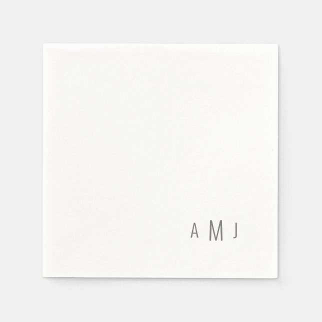 Serviette En Papier Moderne simple police Couple gris monogramme servi (Devant)