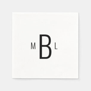 Serviette En Papier Moderne simple police Monogramme Mariage Cocktail 
