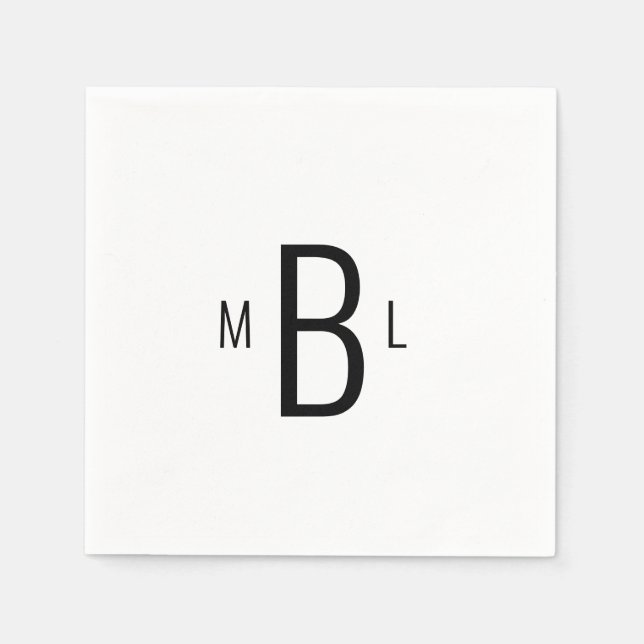 Serviette En Papier Moderne simple police Monogramme Mariage Cocktail  (Devant)
