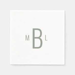 Serviette En Papier Moderne simple police Sage Monogramme Mariage Cock