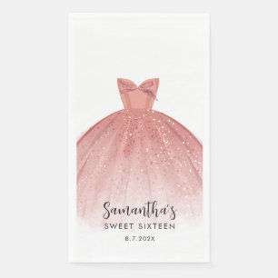Serviette En Papier Moderne Sweet 16 Script Robe 16e anniversaire Pers