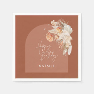 Serviette En Papier moderne terre cuite bohème pampas herbe anniversai