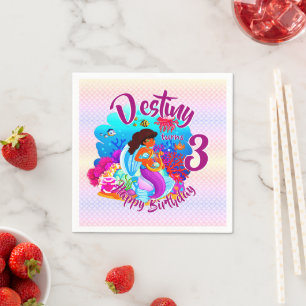 Serviette En Papier Modifier le nom d'âge Mermaid Anniversaire Fête