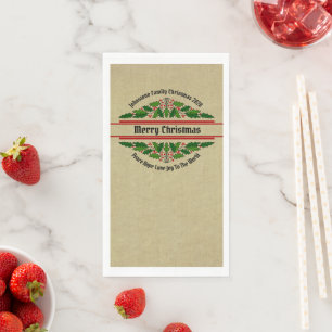 Serviette En Papier Modifier le nom Texte Correspondant Noël Holly