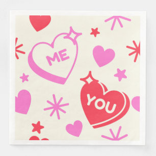 Serviette En Papier Moi et toi Romantique Coeurs Papier Napkin