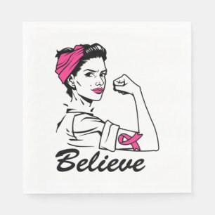 Serviette En Papier Mois de sensibilisation au cancer du sein Croyance