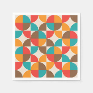 Serviette En Papier Moitié-cercles colorés du milieu du siècle Motif