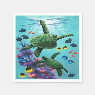 Serviette En Papier Molokini Cove Hawaiian Sea Turtles