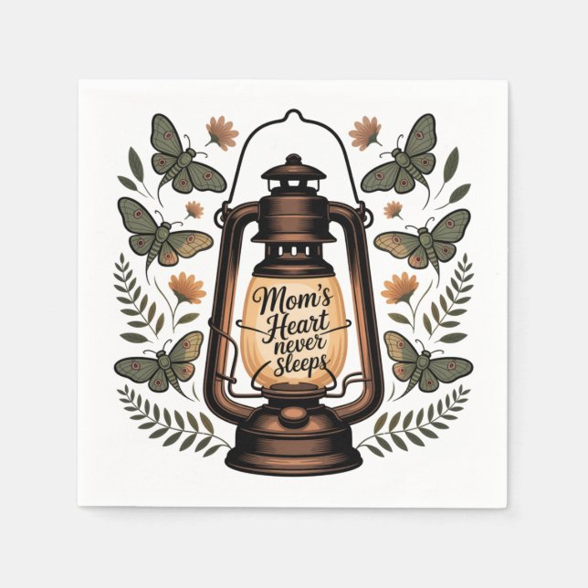 Serviette En Papier Mom’s Heart Never Sleeps (Devant)