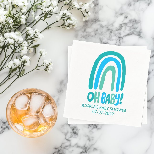 Serviette En Papier Mon bébé ! Baby shower CUSTOM arc-en-ciel mignon (Oh Baby! Cute Rainbow CUSTOM Baby Shower Napkins
)