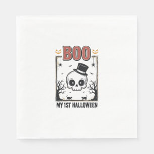 Serviette En Papier Mon bébé de 1er Halloween Crâne Gravure Vintage Sh