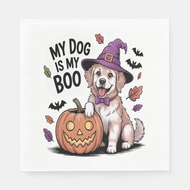 Serviette En Papier Mon chien est My Boo Halloween (Devant)