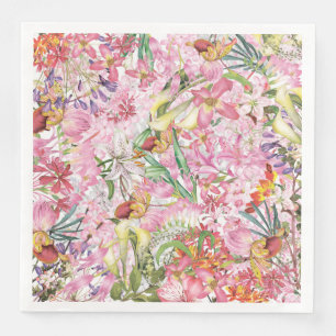 Serviette En Papier Mon jardin de fleurs exotiques tropical coloré