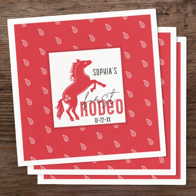 Serviette En Papier Mon premier rodéo Anniversaire serviettes - Wester (Red 1st Rodeo Birthday Napkins)