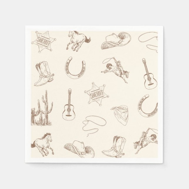 Serviette En Papier Mon premier Rodeo Western Cowboy Papier Napkin (Devant)