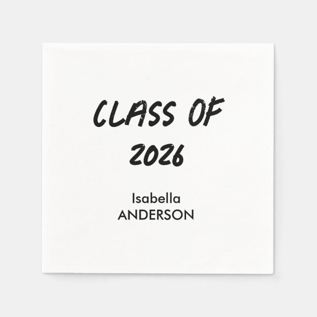 Serviette En Papier Mondern Black and White Graduation  (Devant)