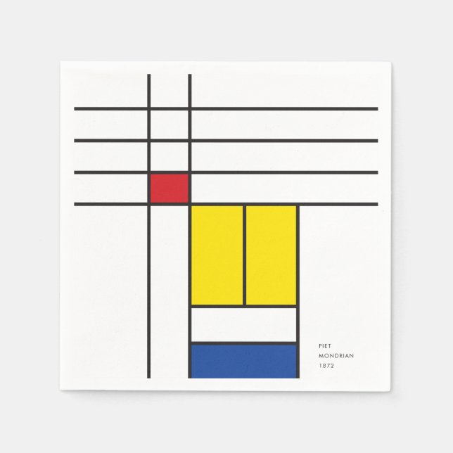 Serviette En Papier Mondrian II Minimum De Stijl Modern Art Design (Devant)
