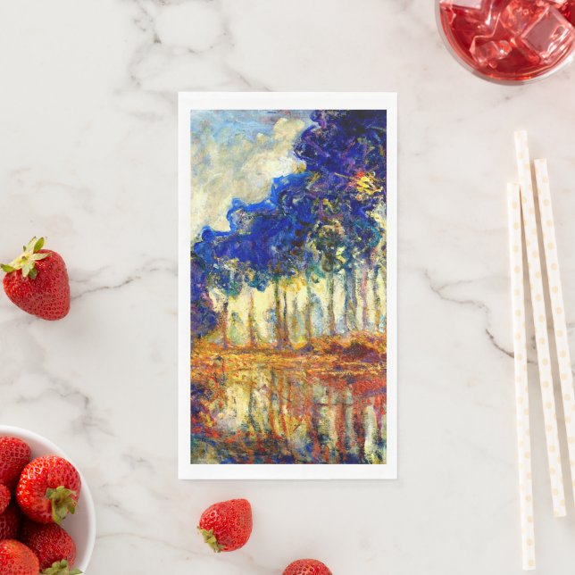 Serviette En Papier Monet - Les peupliers en automne (En situation)
