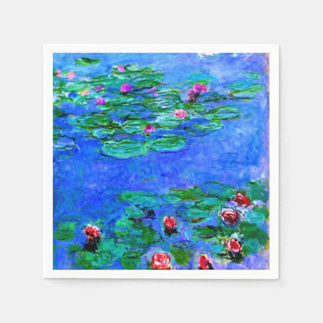 Serviette En Papier Monet - Lys d'eau, Rouge (Devant)