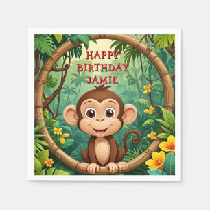 Serviette En Papier "Monkey Cartoon Party NAPKIN - Custom Text Kids"