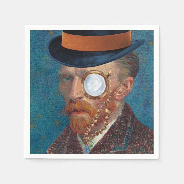 Serviette En Papier Monocle Van Gogh En Haut De Chapeau Papier Napkins (Devant)