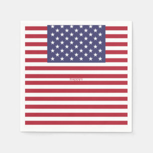 Serviette En Papier Monogram American USA Drapeau 4 juillet Personnali