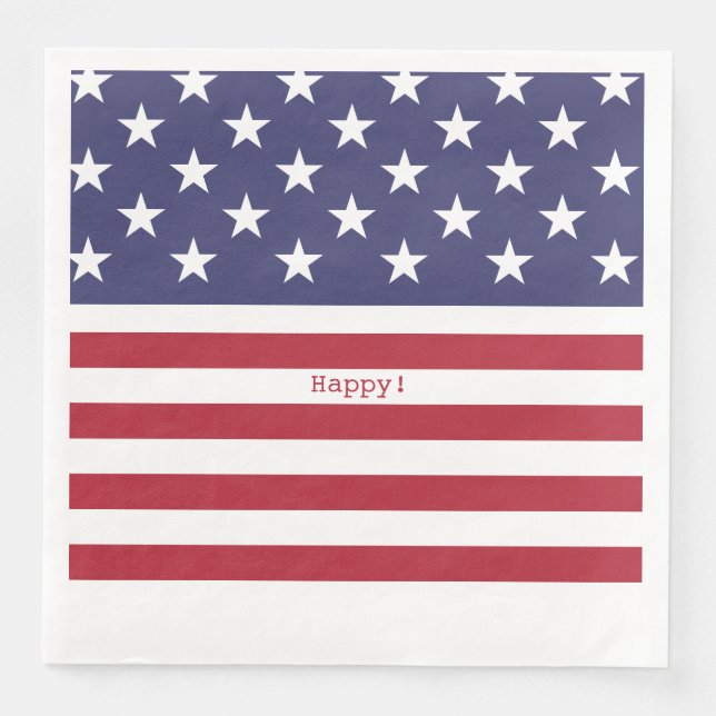 Serviette En Papier Monogram American USA Drapeau 4 juillet Personnali (Devant)