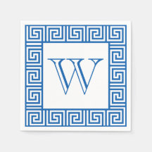 Monogram Blue & White Style grec clé style papier 