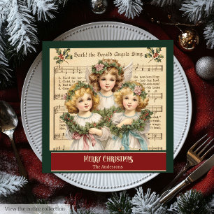 Serviette En Papier Monogram Christmas Napkins Retro Angel Vaisselle
