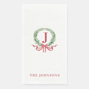 Serviette En Papier Monogram Christmas Wreath