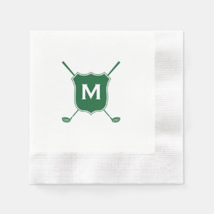 Serviette En Papier Monogram Golf Club Crest in Green Napkins