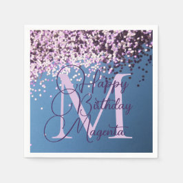 Serviette En Papier Monogram Lavender Confetti Anniversaire Personnali