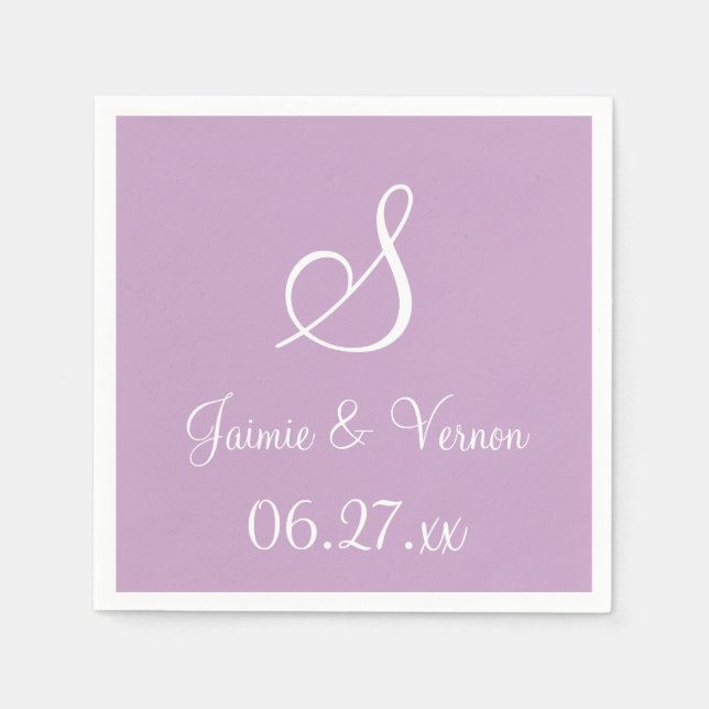 Serviette En Papier Monogram Lilac Serviettes Monochromatiques (Devant)