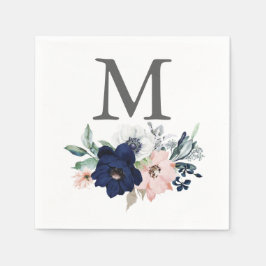 Serviette En Papier Monogram Marine Mariage Napkin Cocktail Napkin