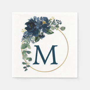 Serviette En Papier Monogram Royal Navy Mariage Cocktail Napkin