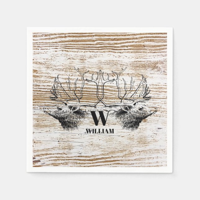 Serviette En Papier Monograme de Woodland (Devant)