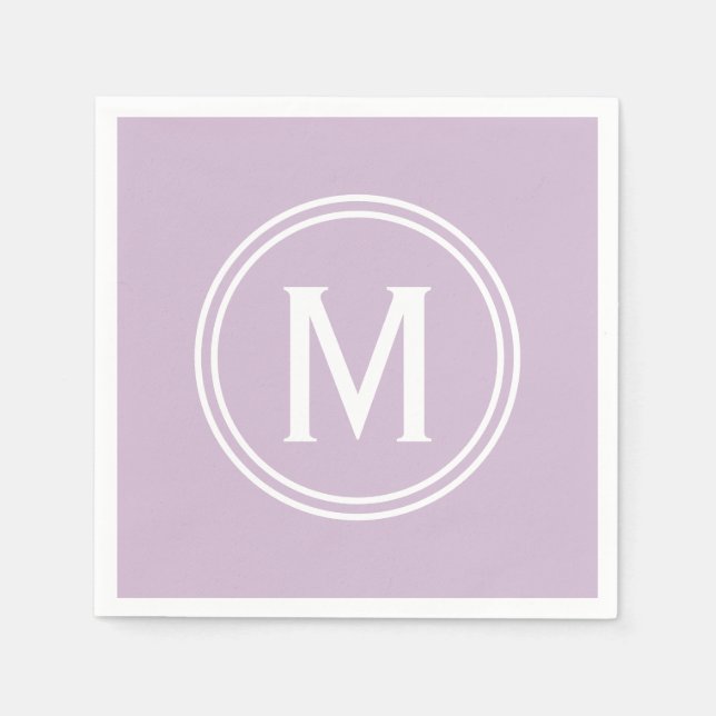 Serviette En Papier Monogramme à cadre rond personnalisé Lavender mode (Devant)