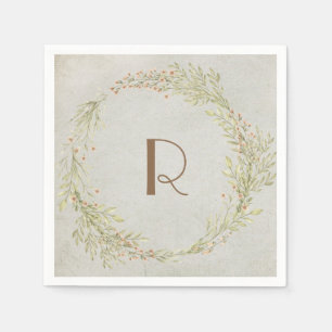 Serviette En Papier Monogramme avec couronne d'été