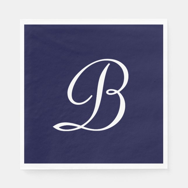 Serviette En Papier Monogramme 'B' en blanc (Devant)