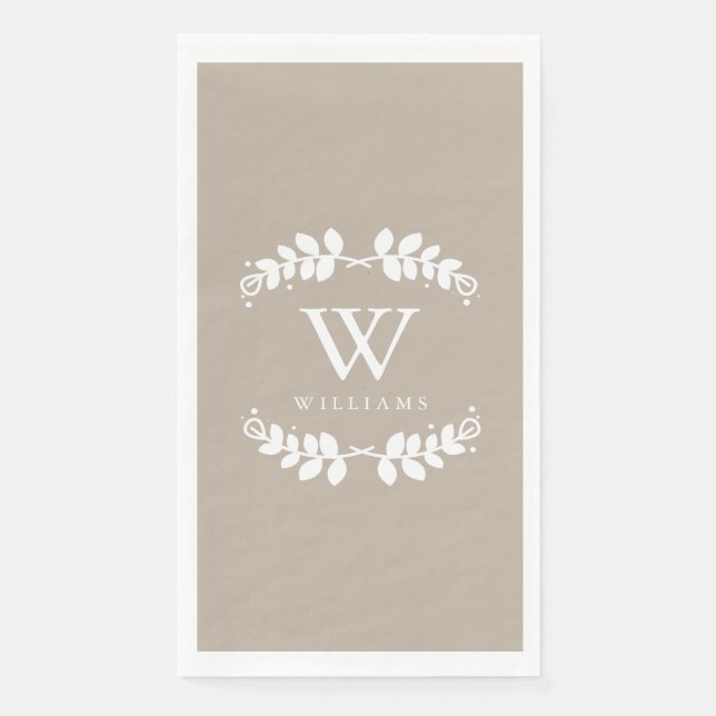 Serviette En Papier Monogramme beige moderne (Devant)