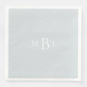 Serviette En Papier Monogramme blanc Dusty Bleu élégant mariage