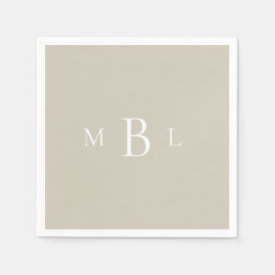 Serviette En Papier Monogramme blanc Mariage Beige Cocktail
