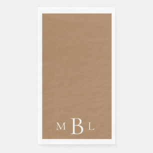 Serviette En Papier Monogramme blanc or Mariage élégant