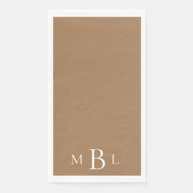 Serviette En Papier Monogramme blanc or Mariage élégant (Devant)