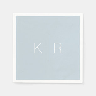 Serviette En Papier Monogramme blanc simple Mariage bleu foncé