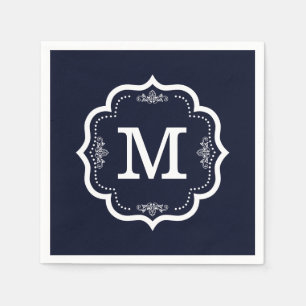Serviette En Papier Monogramme bleu
