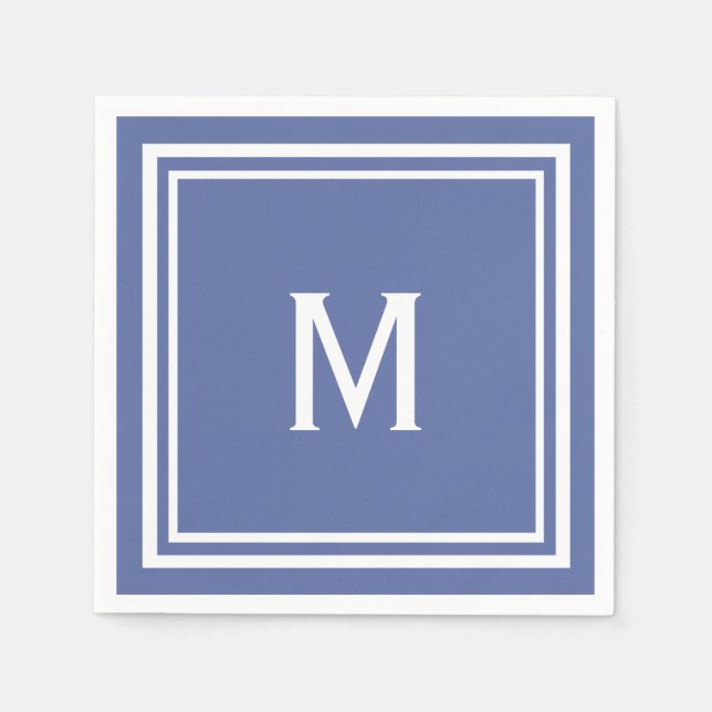 Serviette En Papier Monogramme bleu ardoise moderne (Devant)