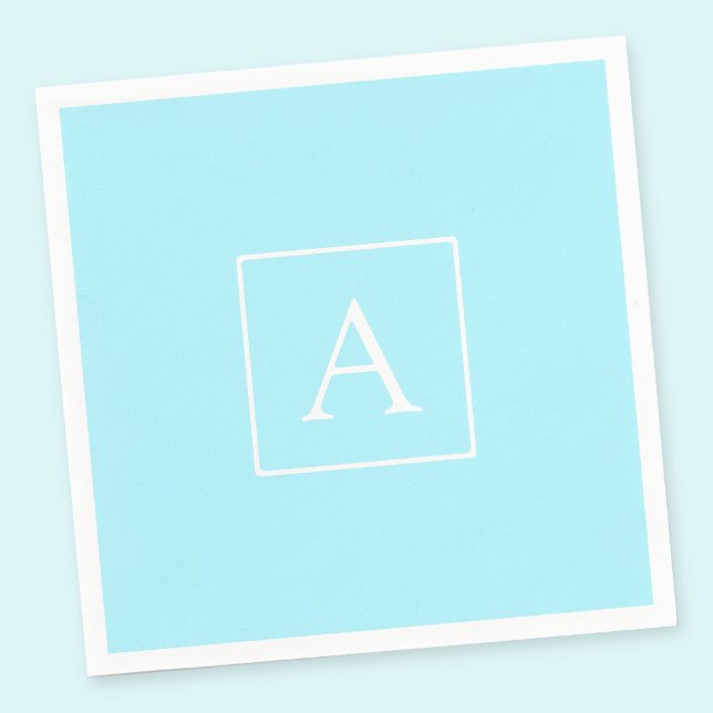 Serviette En Papier Monogramme bleu ciel simple (Créateur téléchargé)
