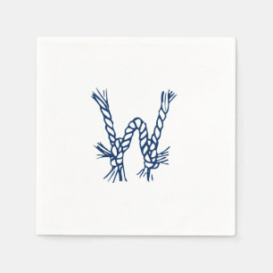 Serviette En Papier Monogramme bleu initial blanc